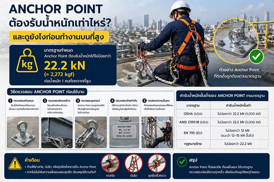 Anchor Point ต้องรับน้ำหนักเท่าไหร่ถึงปลอดภัย