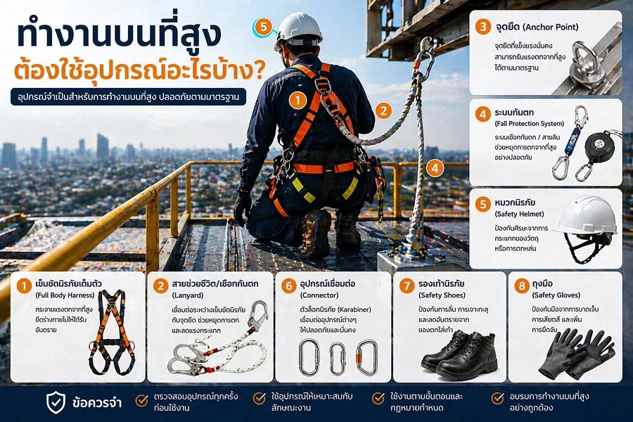 อุปกรณ์ที่ต้องใช้ทำงานบนที่สูง